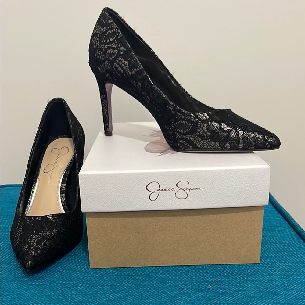 Jessica Simpson Carpena Black Lace Pumps